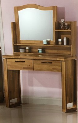 【N D Furniture】台南在地家具-日式防蛀木心板柚木色雙色木紋80cm收納鏡檯/化妝台(化妝椅另售)