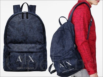 美國 真品 AX 阿曼尼 A|X Armani Exchange backpack 深海軍藍色 防水肩背包 拉鍊 後背包
