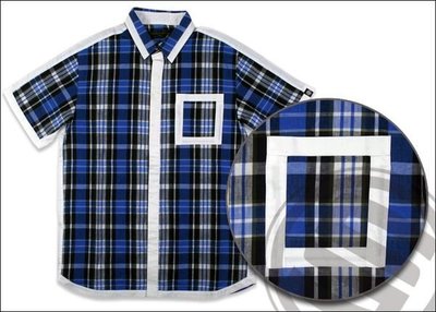 羅志祥 小豬 STAGE 4/16 STAGE OUTLINE SHIRT 藍白 M號 格紋襯衫