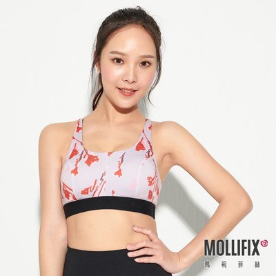 熱銷 Mollifix 瑪莉菲絲 俐落Y背下擺織帶運動內衣 (沙崙玫瑰)可開發票