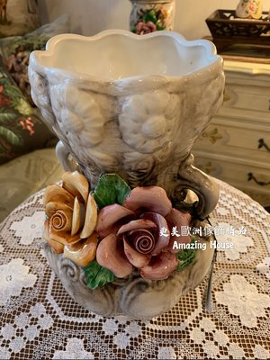 義大利原裝進口立體玫瑰骨瓷花器花盆【更美歐洲傢飾精品Amazing House】台南