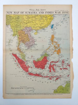 （徐宗懋圖文館）1942年太平洋戰爭荷屬東印度作戰地圖（品相質量良好）