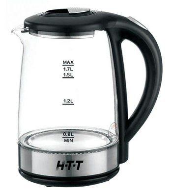 H-T-T玻璃電茶壺 快煮壺 HTT-1719 1.7L超大容量 內鋼蓋壺底SUS304不銹鋼 無水自動斷電-【便利網】