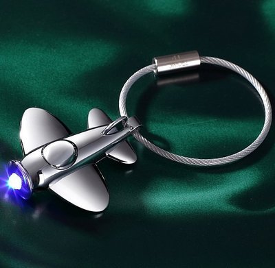 【熱賣下殺】LED發光小飛機鑰匙扣 男士汽車鑰匙鏈 創意鑰匙圈