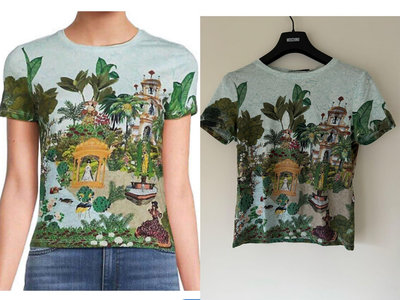 Alice & Olivia 全新美國真品 限量手繪圖案t-shirt 花漾棉質上衣女神款