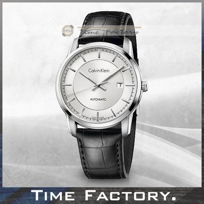 時間工廠 無息分期 Calvin Klein CK 銀白面皮帶紳士款 機械錶 K5S341C6