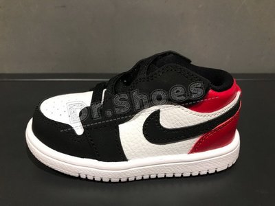 【Dr.Shoes】Nike AIR Jordan 1 Low 白黑紅 AJ1 黑腳趾 魔鬼氈小童 CI3436-116