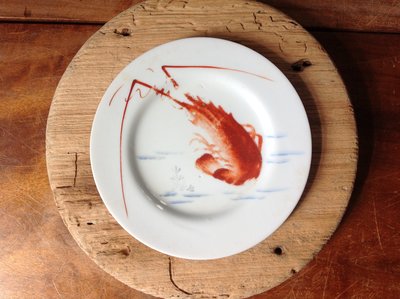 早期龍蝦盤 胭脂紅鶴盤魚盤公雞盤椰子盤風景盤蝦盤醬油碟日據
