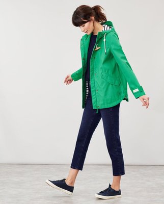 Miolla 英國品牌Joules 綠色內里黑白條紋木扣款防風防水外套