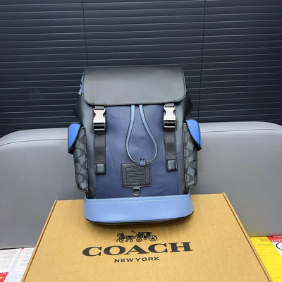 【二手包包】COACH 蔻馳高貨 Rivington限定雙肩包 男士大容量背包 印花書包 電腦包 經典Log NO17504