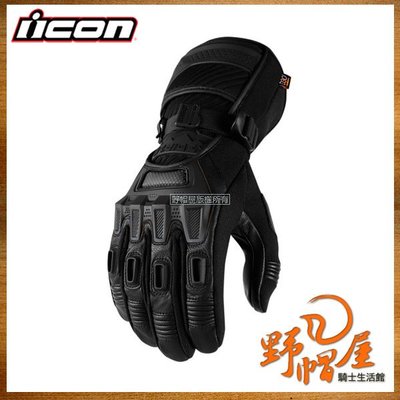 三重《野帽屋》美國 ICON RAIDEN ALCAN GLOVE 手套  防水 皮布混合 D3O 麂皮手掌 。黑