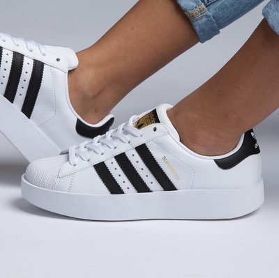 【UK4.5/5折扣現貨】正品Adidas Originals Superstar Bold金標白厚底鞋 鬆糕鞋 范冰冰