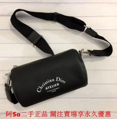 阿Sa二手  Dior Homme "ROLLER" 黑色 牛皮 可拆背帶 兩用 斜背 手拿 圓桶包