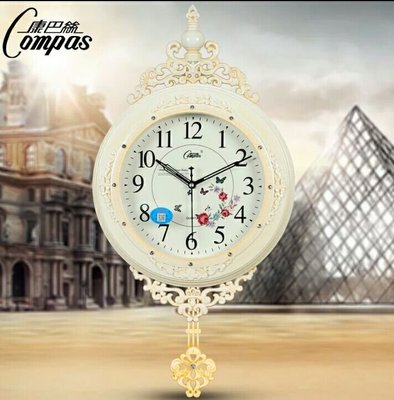 康巴絲創意掛鐘歐式田園搖擺鐘錶現代客廳靜音時鐘個性大象石英鐘 648元