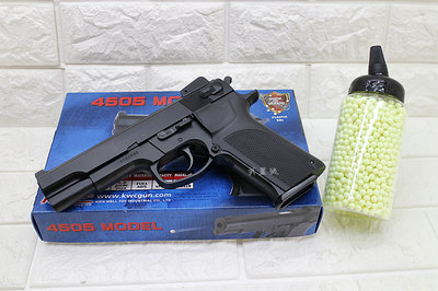 台南 武星級 KWC M4505 手槍 空氣槍 黑 + 奶瓶 ( KA14 BB槍BB彈COLT手槍柯特M1911