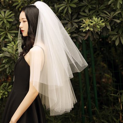 新娘頭紗2020婚紗頭飾雙層素紗韓式簡約旅拍照道具婚紗超仙女網紅特價