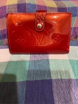 Louis Vuitton LV紅色漆皮短夾 皮夾 零錢包
