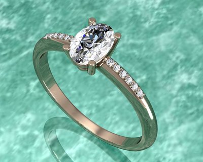 俐格鑽石珠寶批發 14K金橢圓鑽石50分戒台 婚戒指鑽石空台女戒線戒 款號RT3023 (不含主鑽)