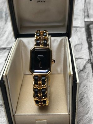 CHANEL 香奈兒 首映系列Premiere 金色皮穿鍊手錶 （XL號）