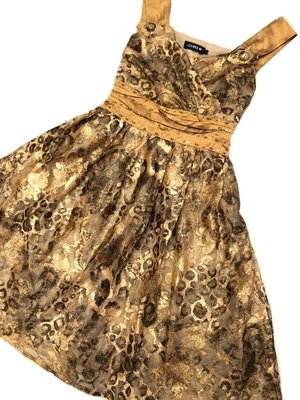 專櫃設計師品牌   金色蕾絲 豹紋洋裝 11