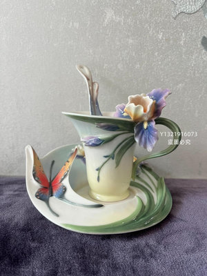 Franz法藍瓷蝴蝶杯盤勺（高：10cm，寬：15cm）-【聚寶閣】1605