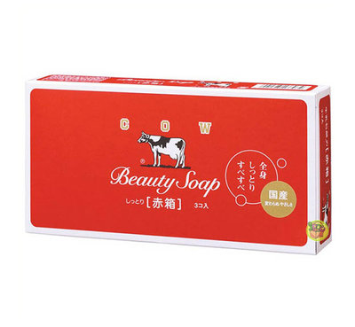 【JPGO】日本製 COW牛乳石鹼 牛乳香皂 肥皂 90gx3入~紅盒#917