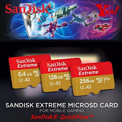 【Yes！公司貨】SanDisk Extreme microSD 電玩 3D/VR 4K A2 64G 64GB 記憶卡