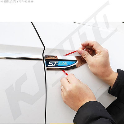 Hi 盛世百貨 福特 ST Line 汽車不銹鋼車門擋泥板 3D 金屬側標誌貼紙(左右)適用於 Fiesta Ranger Focus