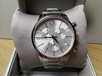 Calvin Klein City 銀白色錶盤 銀色不鏽鋼錶帶 石英 三眼計時 男士手錶 K2G27146 (CK腕錶）