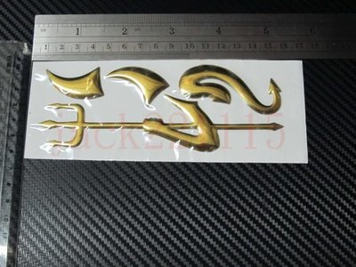 小惡魔翅膀 金色造型 LOGO 貼紙/3D立體車標/汽車立體貼紙/汽車貼紙/車用貼紙/LOGO貼紙