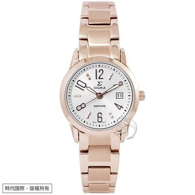 【台南 時代鐘錶 SIGMA】簡約時尚 藍寶石鏡面 數字日期顯示 鋼錶帶女錶 88023L-RG 玫瑰金 26mm
