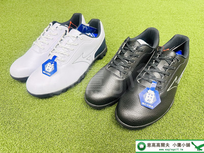 [小鷹小舖] Mizuno Golf WIDE STYLE LIGHT ST 51GQ2340 高爾夫球鞋 有釘 白/黑