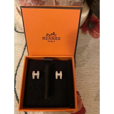 【二手】愛馬仕Hermès Mini Pop H 栗子灰玫瑰金針式耳環