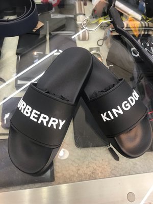 Burberry London 黑底白字 Logo 休閒拖鞋 全新正品 男裝 歐洲精品