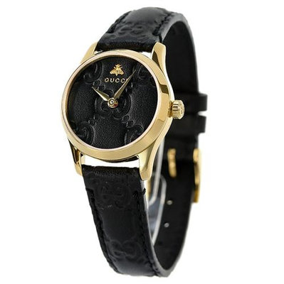 GUCCI YA126581A 古馳 手錶 27mm 黑色面盤 黑色皮錶帶 女錶