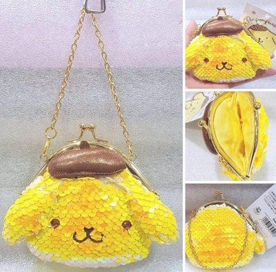 牛牛ㄉ媽*日本進口正版品 布丁狗零錢包 Pom Pom Purin 布丁狗雙珠扣零錢包 包包掛飾 雙色亮片頭形款 閃亮奢華風