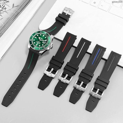 現貨熱銷-《精品上新》代用勞力士黑綠水鬼矽膠手錶帶間金藍/藍黑圈空中霸王116900錶鏈