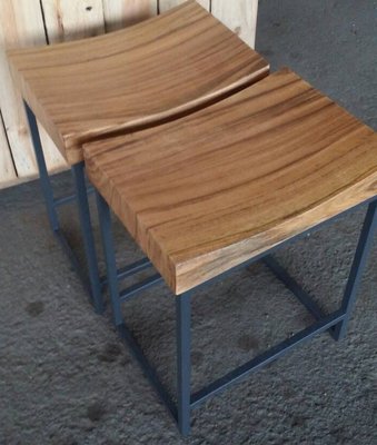 【原味手工家具】馬來柚木吧台椅、原木椅、小板凳、鐵腳-台南 原木 家具