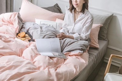 #S.S 2018春夏日牌新款 良品粉色 水洗棉純棉材質雙人床包單人床包組 棉被床罩寢具 ikea 無印