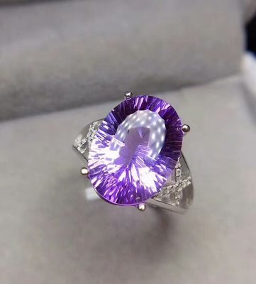 【紫水晶戒指】純天然巴西紫水晶戒指 獨家大顆粒全美紫水晶 精品等級 千禧切工 璀璨如煙花