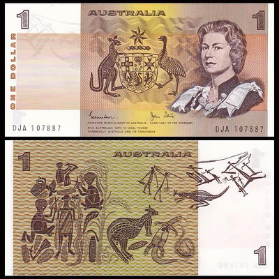 全新UNC 1974-83年版 澳大利亞1元 紙幣 P-42 澳洲 簽名號碼隨機 錢幣 紙幣 紙鈔【悠然居】503