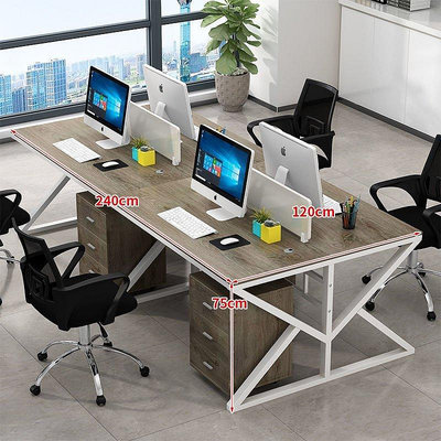 【米顏】職員辦公桌電腦桌公司隔斷辦工桌卡座2/4/6人位屏風辦公桌椅組合 Rian