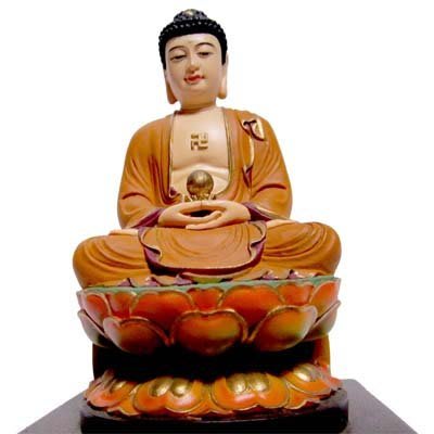 金剛砂陶土精雕佛像 釋迦牟尼佛(彩繪) 台灣作品，採人工雕塑繪製而成；質地堅硬，出貨前會加持淨化過