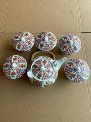 日本有田燒名家西峰作 茶具套  茶杯套組   提梁蓋杯茶器套