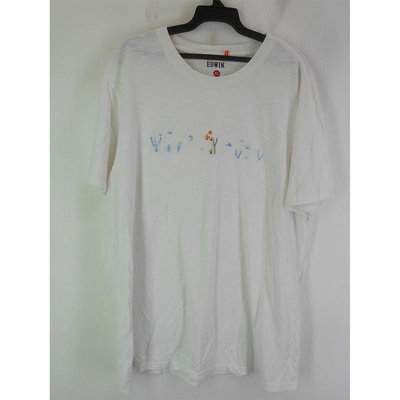 男 ~【EDWIN】白色休閒T恤 XL號(4C140)~99元起標