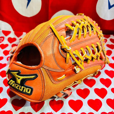 貳拾肆棒球-日本帶回 Mizuno pro訂做火鳥金標不織布硬式壘球型外野手手套 耕作作 日製