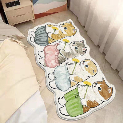 日系mofusand 可愛鯊魚貓造型居家地墊 卡通貓咪臥室地毯