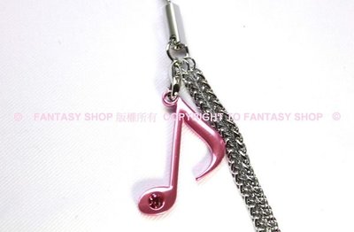 FANTASY SHOP~初音未來（HATSUNE MIKU）桃粉紅 BLING BLING 音符手機吊飾
