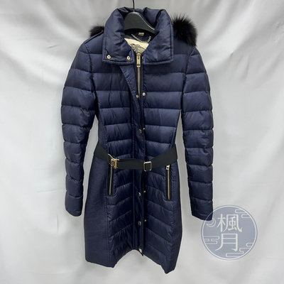 BRAND楓月 BURBERRY 巴寶莉 藍色長版羽絨外套 #UK4 羽絨衣 大衣 外搭 冬季女裝