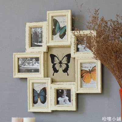 #精選 美式簡約木質蝴蝶相框 高檔家居裝飾品 拼接相框 壁飾壁掛